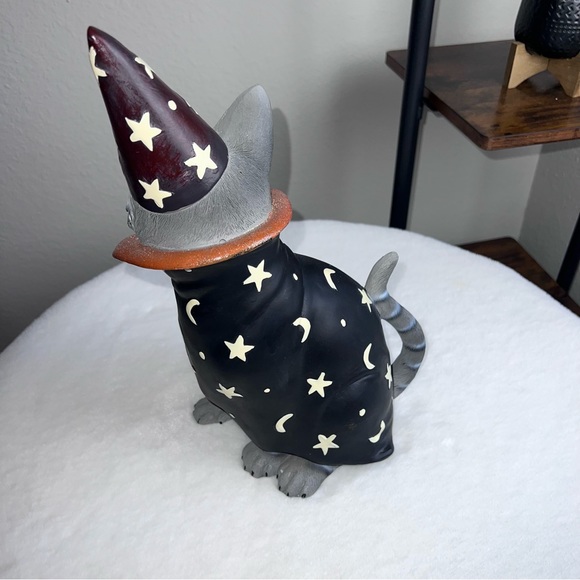 Halloween Cat Wizard Witch Cape Glitter Moon Star Decor Trick or Treat Spooky - Picture 7 of 10